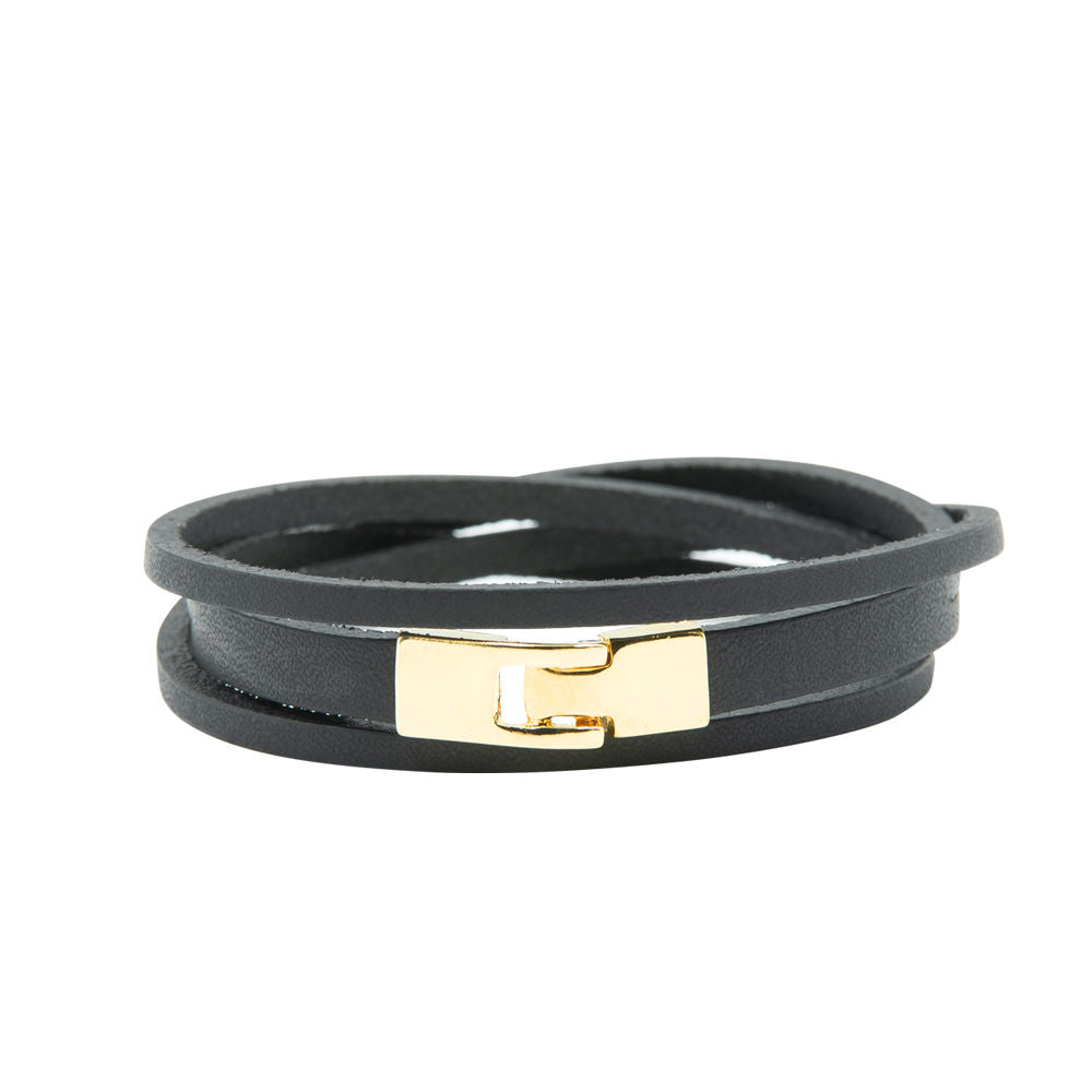 Double Wrap Slit Bracelet - Golden Hook Clasp