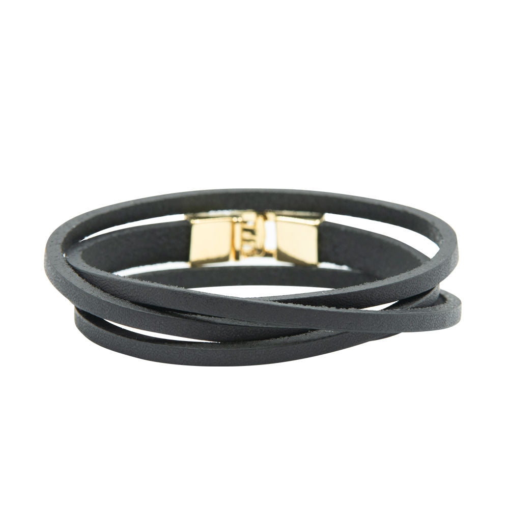 Double Wrap Slit Bracelet - Golden Hook Clasp